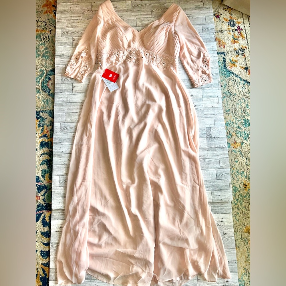 NWT Blush Peach Floor Length Gown